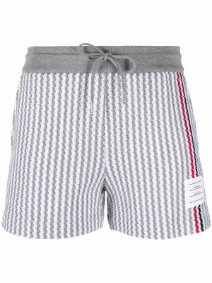 Strikket stripete bomull shorts Thom Browne grå