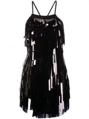 Прилепнала коктейлна рокля с пайети The Attico черно