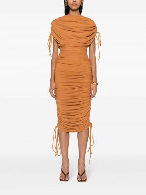 Večerní šaty se síťovinou Andrea Iyamah oranžové