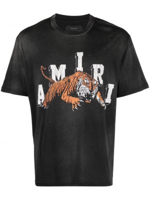 Памучна тениска с тигров принт Amiri сиво