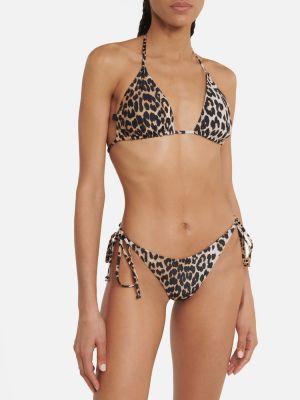 Bikini cu imagine cu model leopard Ganni maro