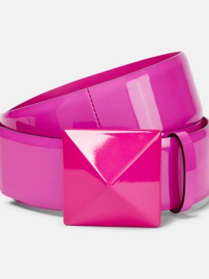 Lakovaný kožený pásek Valentino Garavani růžový