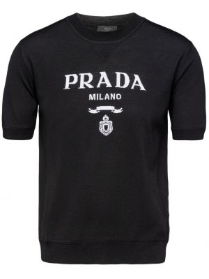 Πλεκτό πουκάμισο Prada μαύρο