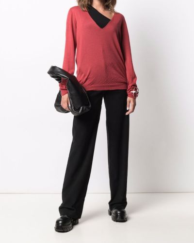 Jersey de cachemir con escote v de tela jersey Rick Owens rojo