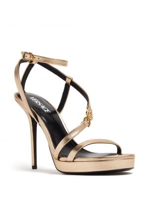 Nahast sandaalid Versace kuldne