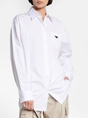 Camisa de algodón Prada blanco