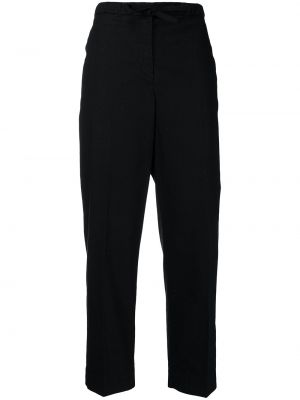 Bavlněné rovné kalhoty s vysokým pasem Jil Sander - černá