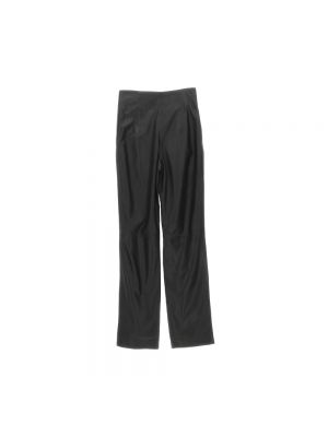 Pantalones rectos de cuero Alberta Ferretti negro