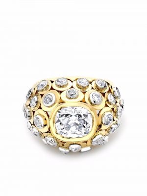 Złoty z diamentem pierścionek vintage Cartier
