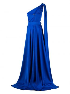 Asymetrické saténové večerní šaty Rhea Costa modré