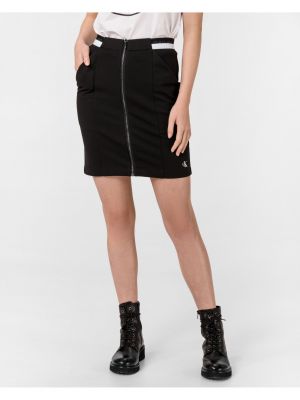 Jednobarevné džínová sukně Calvin Klein Jeans černé