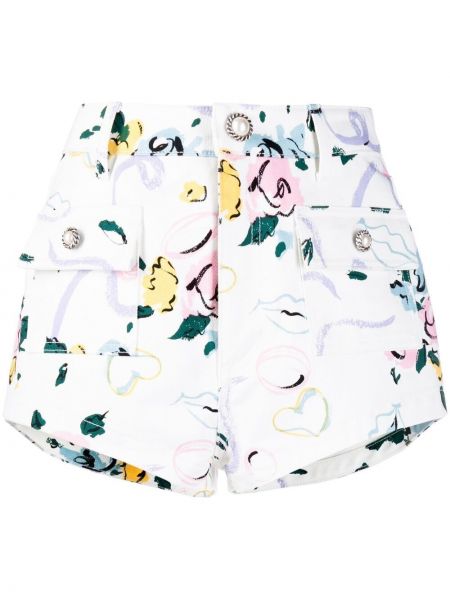 Pantalones cortos de flores con estampado Alessandra Rich blanco