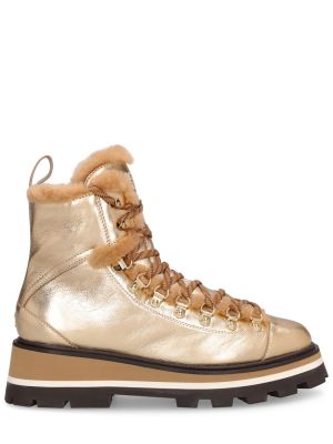 Leder pelz wanderschuhe Jimmy Choo gold