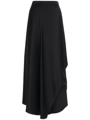 Hedvábné saténové midi sukně Loro Piana černé
