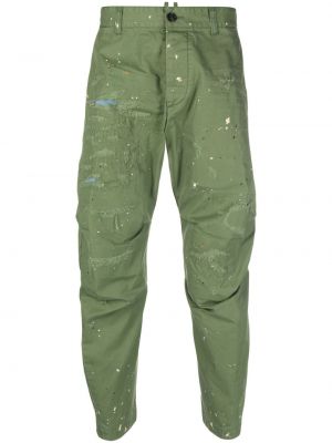 Pantaloni zdrențuiți din bumbac Dsquared2 verde