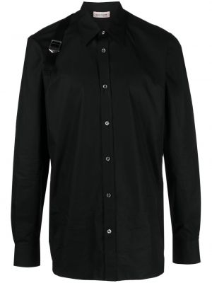 Βαμβακερό πουκάμισο με αγκράφα Alexander Mcqueen μαύρο