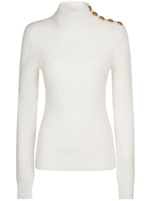 Пуловер от мохер Balmain бяло