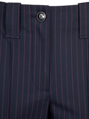 Spodnie z wiskozy w paski Ganni niebieskie