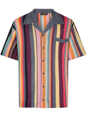 Svilena srajca s črtami s potiskom Dolce & Gabbana