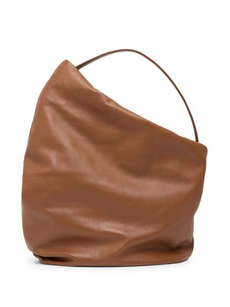 Kožna shopper torbica Marsell smeđa