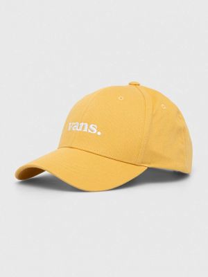 Памучна шапка с козирки с апликация Vans жълто