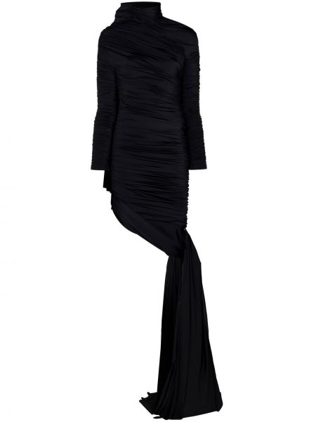 Večernja haljina s draperijom Balenciaga crna