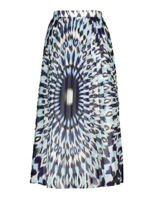 Pamučna svilena midi suknja s printom Valentino plava