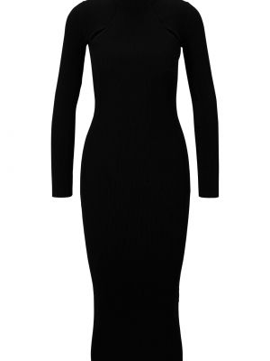 Трикотажное платье с разрезом с длинным рукавом Hugo черное
