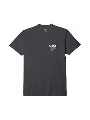 Polo majica s cvjetnim printom Obey crna
