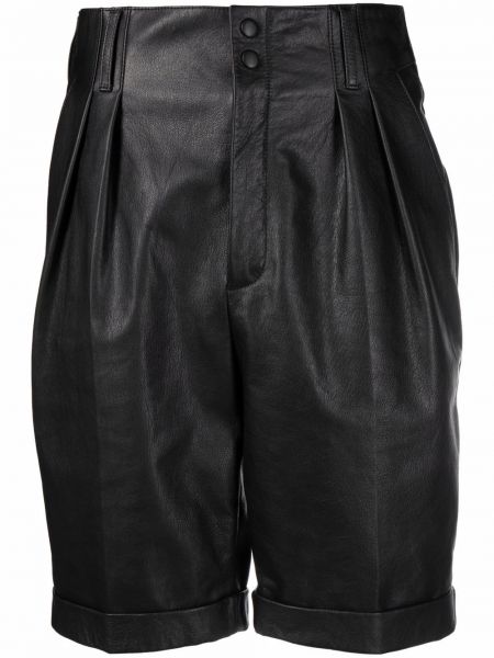 Pantalones cortos de cintura alta Saint Laurent negro