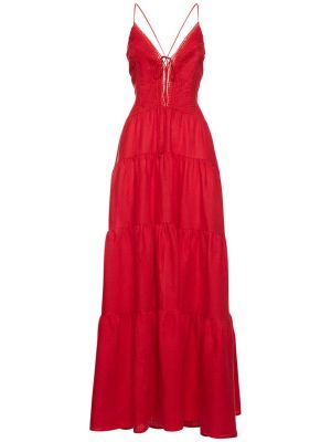 Haftowana sukienka długa Ermanno Scervino czerwona