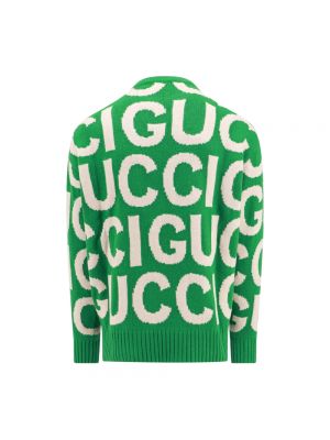 Sweter z długim rękawem z okrągłym dekoltem Gucci zielony