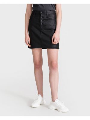 Džínová sukně s vysokým pasem Calvin Klein Jeans černé