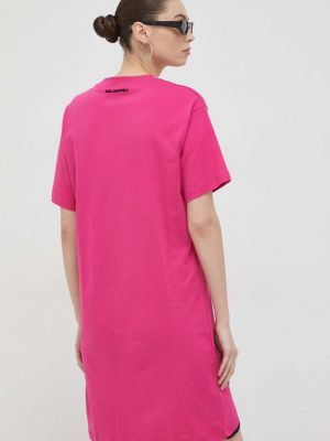 Bavlněné mini šaty Karl Lagerfeld růžové