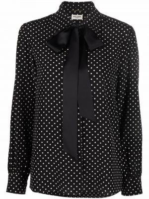 Блуза с панделка на точки Saint Laurent черно
