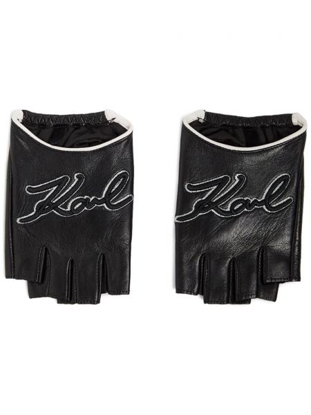 Kožne rukavice bez prstiju Karl Lagerfeld crna