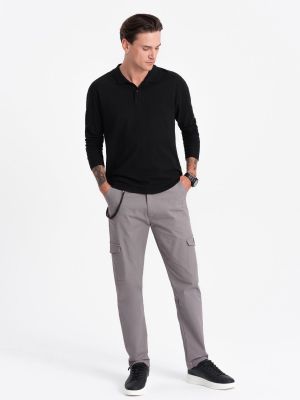 „cargo“ stiliaus kelnės su kišenėmis Ombre pilka
