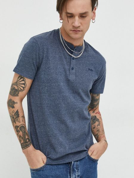 Superdry pamut póló sötétkék, melange