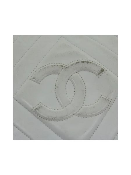 Bolso cruzado de cuero Chanel Vintage blanco