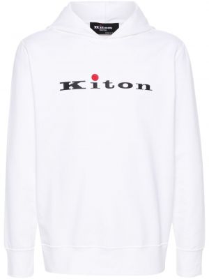 Pamučna hoodie s kapuljačom Kiton bijela