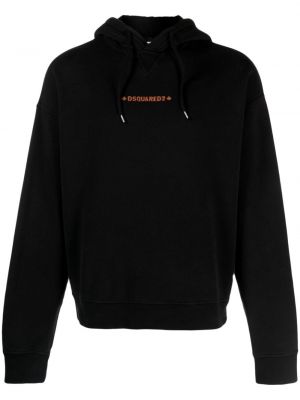 Kokvilnas kapučdžemperis ar apdruku Dsquared2 melns