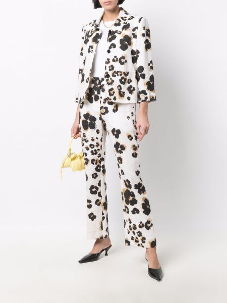 Pantalon à imprimé à imprimé léopard Boutique Moschino blanc