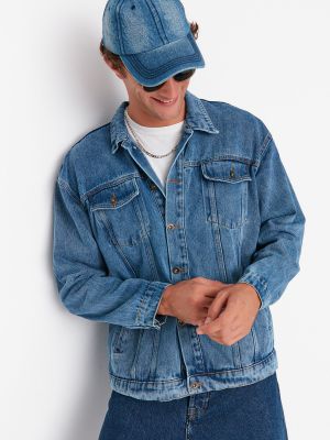 Kurtka jeansowa oversize Trendyol niebieska