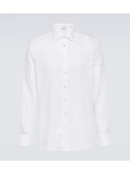 Camisa de algodón con estampado de cachemira Etro blanco