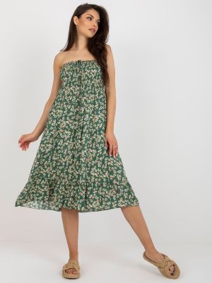 Φλοράλ μίντι φόρεμα Fashionhunters πράσινο