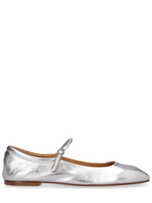 Bőr balerina cipők Aeyde ezüstszínű
