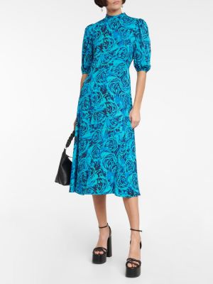 Vestido midi de crepé Diane Von Furstenberg azul