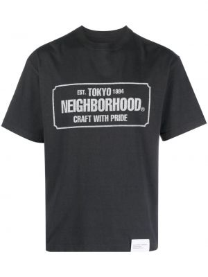 Koszulka bawełniana z nadrukiem Neighborhood czarna