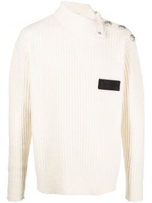 Плетен пуловер с копчета Balmain бяло