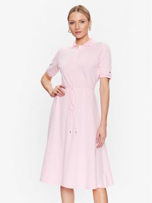 Ажурна рокля Tommy Hilfiger розово